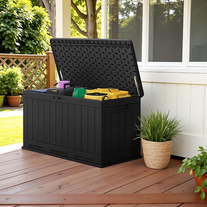 Devoko 90 Gallon Double-Wall Deck Box, Side Handles, HDPE Outdoor Large Storage - Image 5