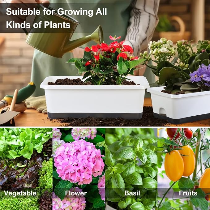 Window Box Planter 6 Pcs, 18 Inches Rectangle Flower Pots - Image 8