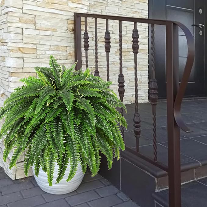 Single Silky Artificial Boston Fern Bush, 49Inch Large Artificial Ferns - Image 7
