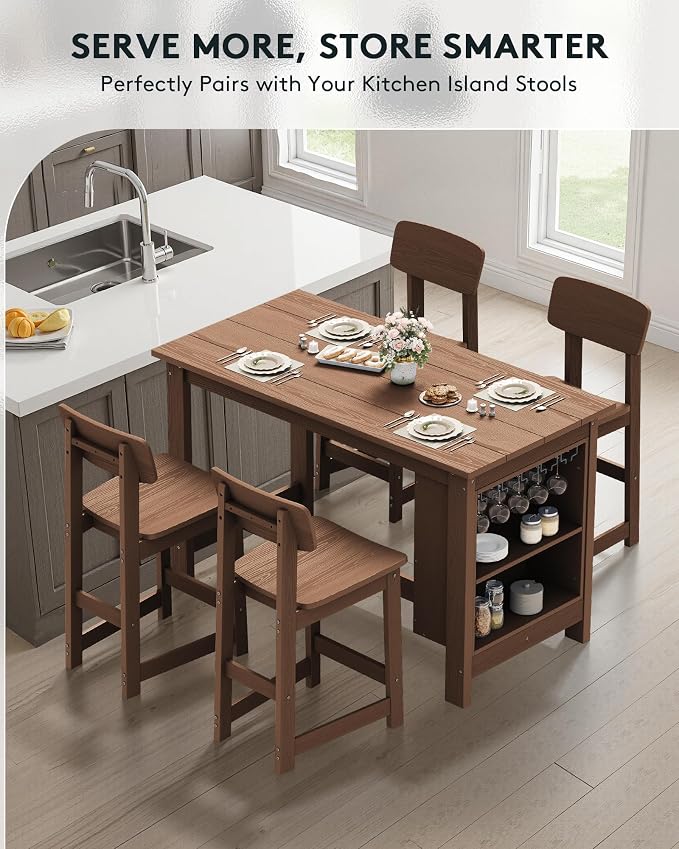 SERWALL Outdoor Bar Table, All Weather HDPE 36" Counter Height Dining Table - Image 4