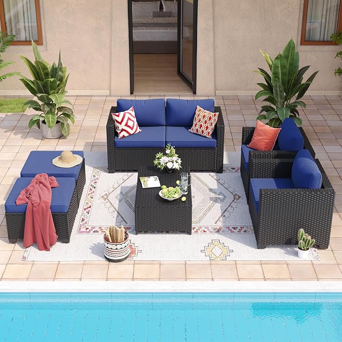 Aoxun 7 Piece Outdoor Patio Furniture Set 6 Seats, Outdoor Sectional - Image 2