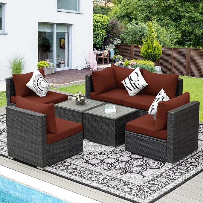 NICESOUL 7 Pieces Modern Luxury 29.3'' High Back Outdoor Furniture Sofa Set - Image 2