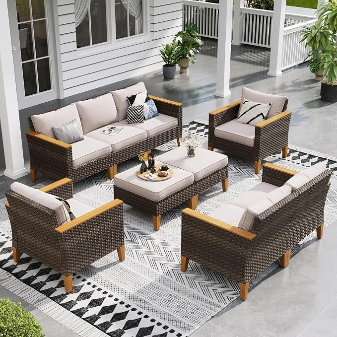 Sophia & William Wicker Patio Furniture Set, Outdoor Rattan Sectional Sofa 9 by SophiaWilliam