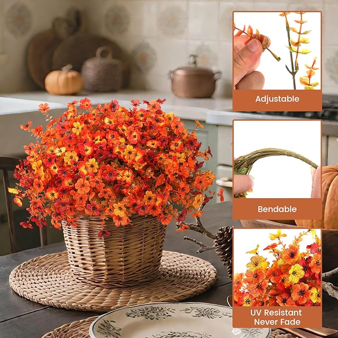 Artificial Fall Flowers for Decoration Fake Flowers Outdoor Artificial Plants - Image 2