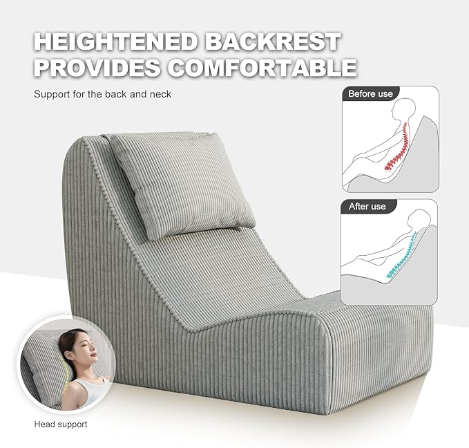 Giant Bean Bag Chair for Adults, Corduroy Chaise Lounge - Image 5