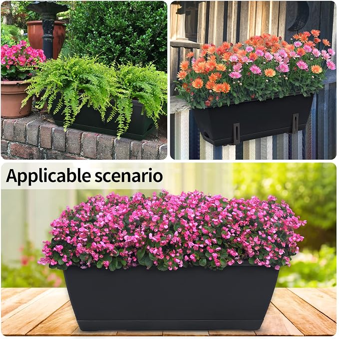 Window Box Planter, 10 Pack Plastic Vegetable Flower Planters Boxes 17 Inches - Image 5