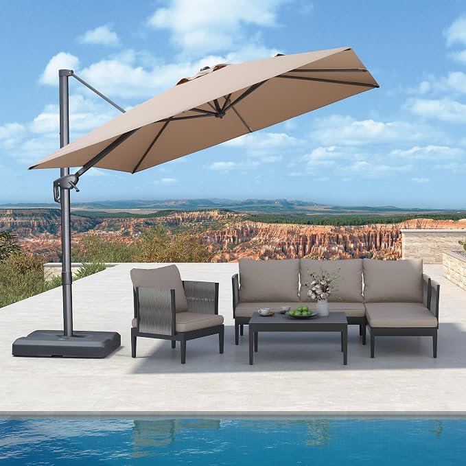 PURPLE LEAF Patio Umbrella 9' X 9' Rectangle Cantilever Umbrella Large Aluminum by Unknown