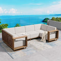 6 Pieces Patio Furniture Set, Outdoor Rattan Wicker Sectional Sofa by SUNSHINEVALLEY