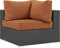 Modway Sojourn Wicker Rattan Outdoor Patio Sunbrella Fabric Corner in Canvas by Modway