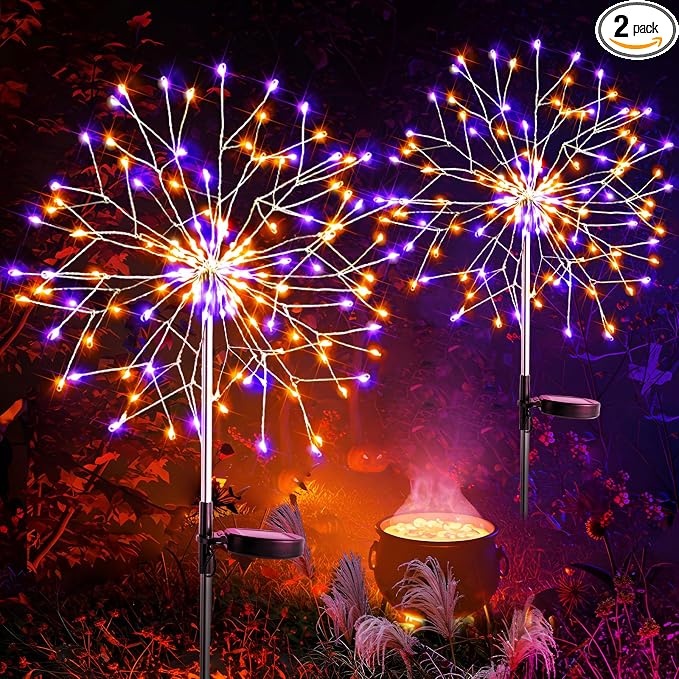 suddus Solar Halloween Lights Outdoor Solar Powered, Upgrade 2-Pack Orange & by SUDDUS