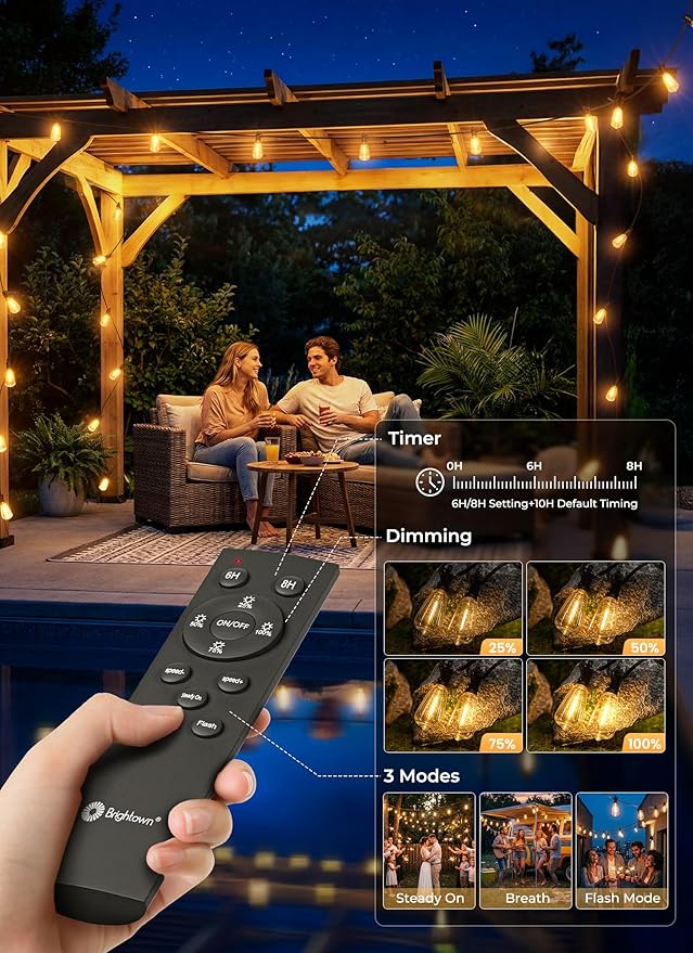 Brightown 100FT Solar String Lights Outdoor Waterproof, Patio Lights - Image 5