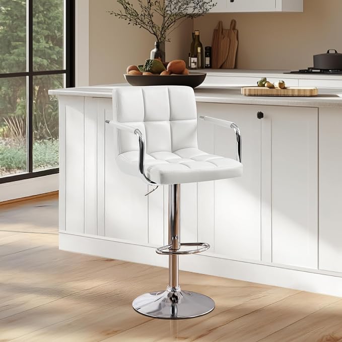Yaheetech Bar Stools Set of 3, PU Leather Adjustable Barstools - Image 4