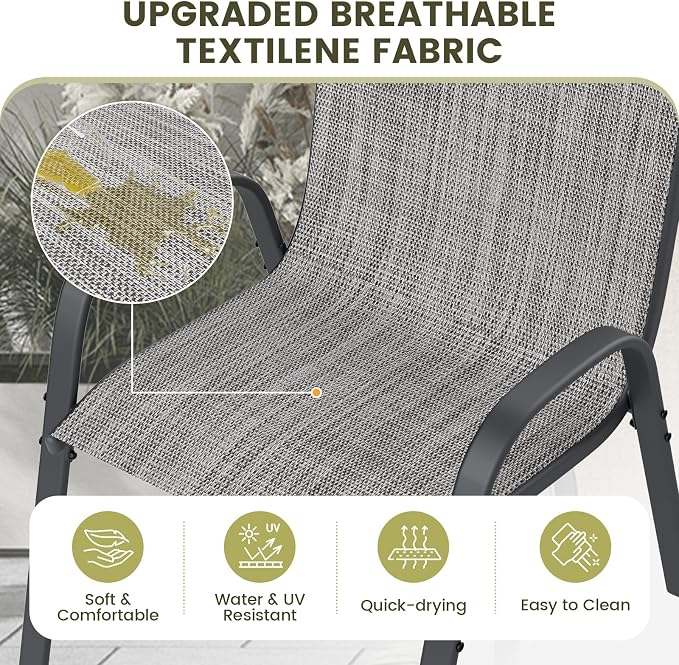 UDPATIO Patio Chairs Set of 6, Stackable Outdoor Dining Chairs - Image 6