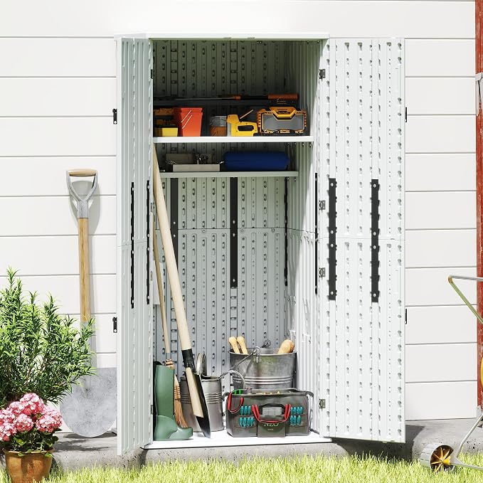 EHHLY Heavy Duty Tall Storage Cabinet Outdoor Weatherproof, 28 Cuft Garage - Image 3