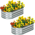 zizin 2 Pack Oval Galvanized Raised Garden Bed Kit 4x2x1ft Metal Planter Box by zizin