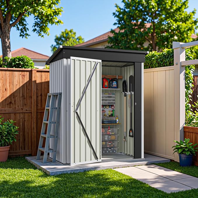Greesum 5×3 FT Outdoor Storage Shed, Metal Storaged Sheds Without Floor - Image 7