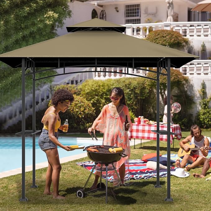Grill Gazebo Replacement Top, 5 * 8 Outdoor BBQ Top Cover, Double Layer BBQ - Image 5