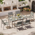 Aluminum Outdoor Dining Set for 6, Patio Table and Chairs Set by Oasbira