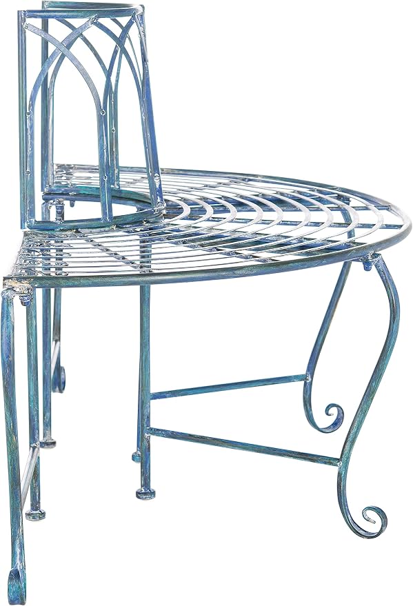 SAFAVIEH Outdoor Furniture Collection – Abia Antique Blue Distressed Wrought - Image 4