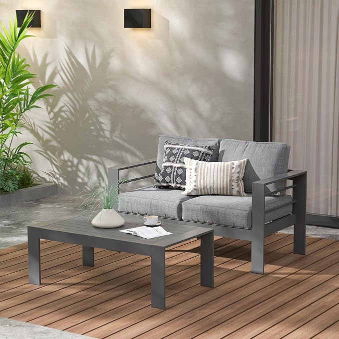 Wisteria Lane Aluminum Outdoor Patio Furniture Coffee Table, All-Weather - Image 3