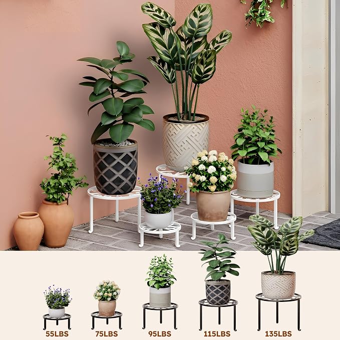 5 Pack Heavy Duty Rustproof Iron Flower Pot Stand Holder Indoor Outdoor Pot - Image 3
