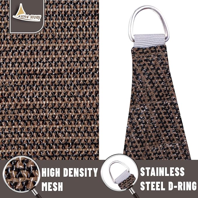 LOVE STORY Custom Size 6'x15' Brown Sun Shade Sail Rectangle UV Block Canopy - Image 5