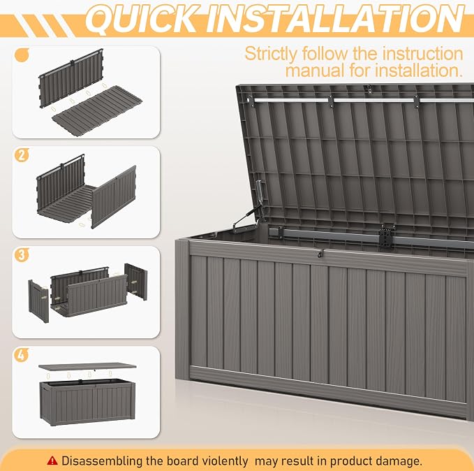 Outdoor Storage Box, Resin Deck Boxes Indoor and outdoor, Waterproof Storage - Image 6