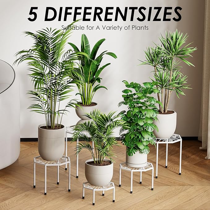 5-Pack Metal Plant Stands for Outdoor Indoor, Anti-Rust Iron Flower Pot Stand - Image 3