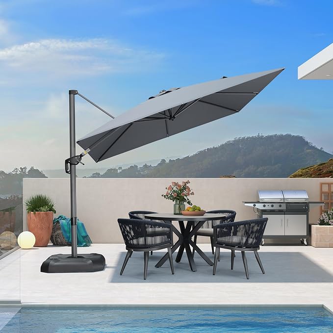 PURPLE LEAF 9 Feet Patio Umbrella Outdoor Cantilever Square Umbrella Aluminum - Image 2