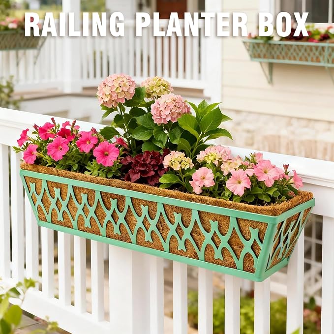 4 Pack 24 Inch Window Boxes Planters Railing Planter Box - Image 4