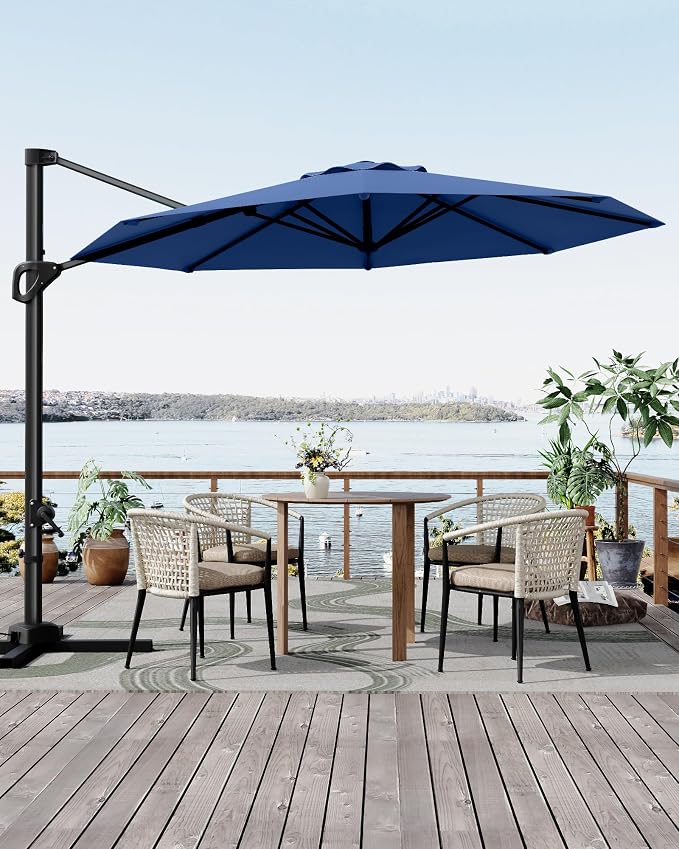 GarveeLife 10 ft Patio Umbrella Outdoor Large Cantilever Umbrella w/Base - Image 4