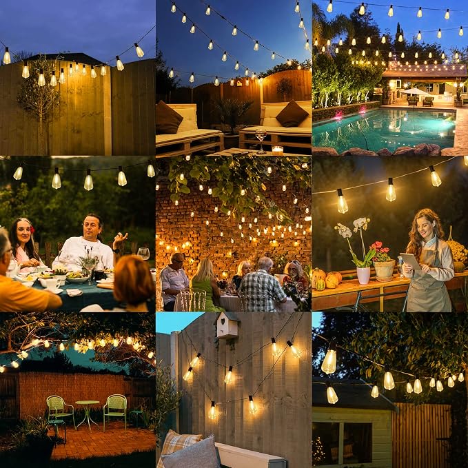 Brightever 50FT Outdoor String Lights Waterproof, 2700K Bright LED Patio Lights - Image 7