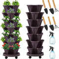 Umigy 2 Set Espresso Brown 7 Tier Vertical Planter Stackable Tower Planters by Umigy