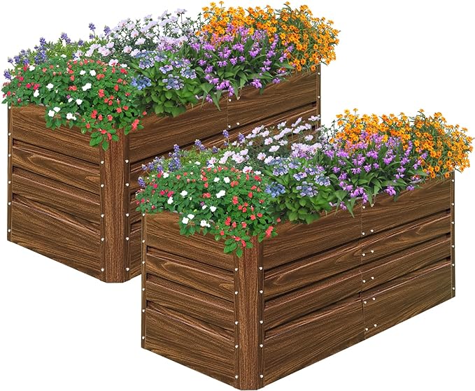 SnugNiture 2 Pcs 4x2x2FT Raised Garden Bed Galvanized Planter Garden Boxes by snugniture