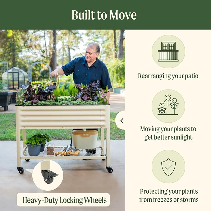 Rolling Elevated Raised Garden Bed-V Series, 1400 Lbs Weight Capacity, Outdoor - Image 4