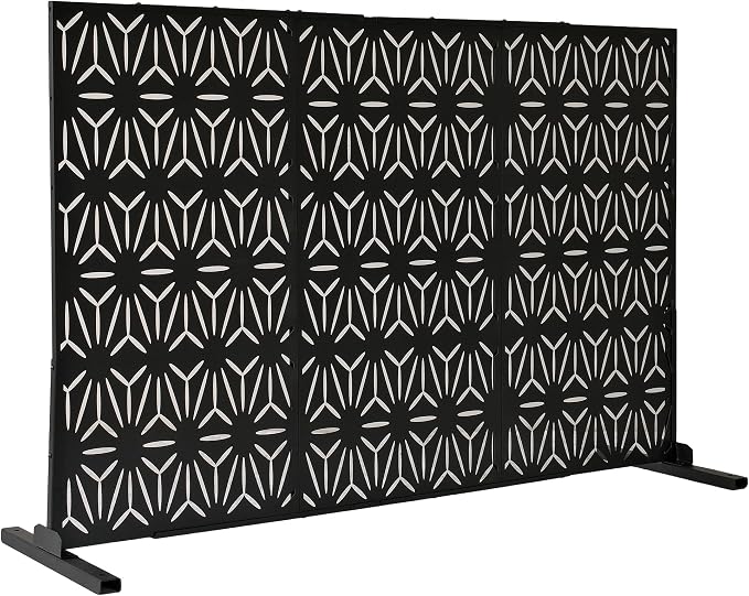 Oakland Living 6 ft. X 4 ft. Black Freestanding Metal Privacy Screen Room - Image 4