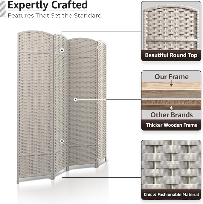 Sorbus 4 Panel Room Divider 6 ft. Tall - Image 3