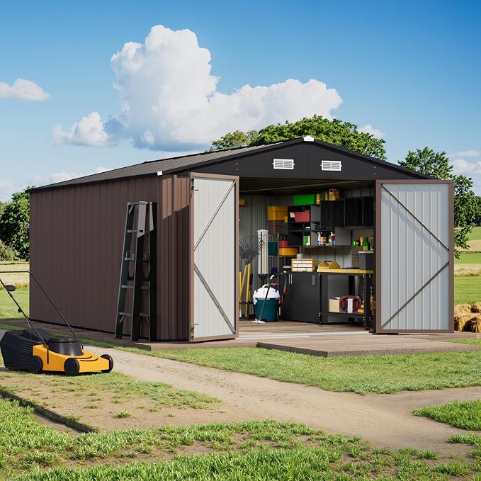 Greesum 10×14 FT Outdoor Storage Shed, Metal Storaged Sheds Without Floor - Image 6