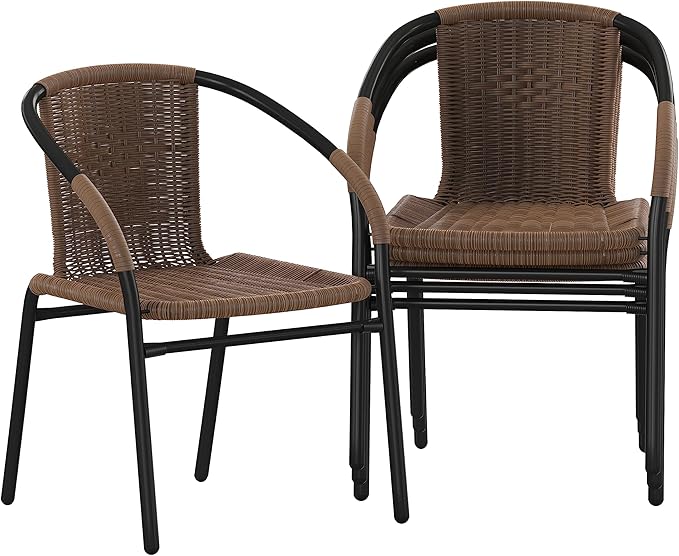 Flash Furniture Lila Modern Rattan Indoor/Outdoor Stackable Dining Chairs by FlashFurniture
