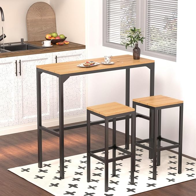 AECOJOY 6 Piece Patio Bar Set, Patio Bar Height Table and Chairs Set 47" - Image 2