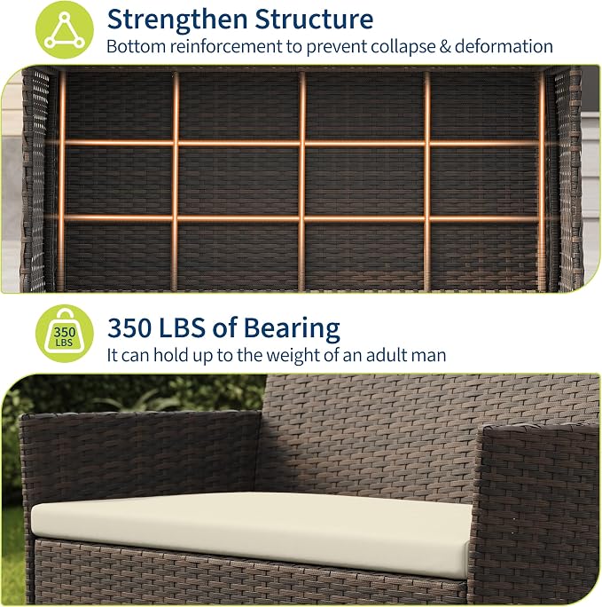 GAOMON 4-Piece Patio Furniture Set, Modern PE Rattan Conversation Set - Image 6
