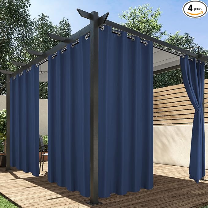 HolidayIdeas Outdoor Curtains for Patio Waterproof, 4 Panels by HolidayIdeas