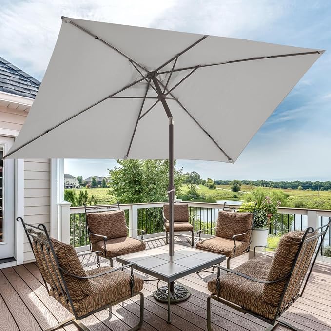 JEAREY 6.5x10 ft Rectangular Patio Umbrellas Rectangle Outdoor Umbrella - Image 6