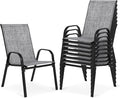 Outdoor Stackable Chairs Set of 8, Stacking Patio Chairs by Villeston