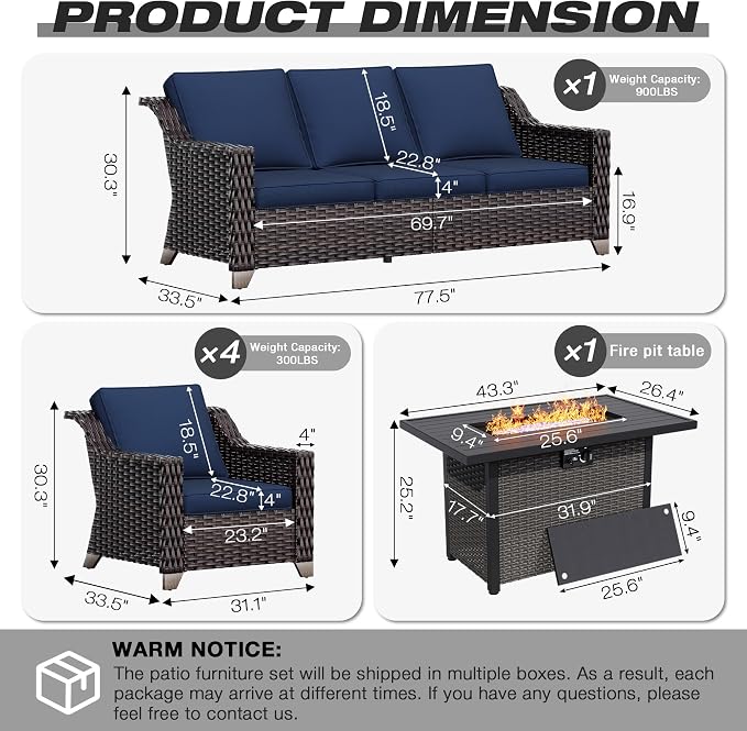 Joyside Wicker Patio Furniture Sets, 6 Pieces Upgraded Large Size Outdoor - Image 2