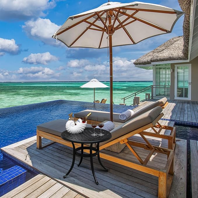 VINGLI 24” Cast Aluminum Outdoor Side Table, All Weather Round Patio Side Table - Image 7