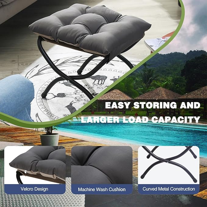 15" Foldable Foot Stool Ottoman - Image 3