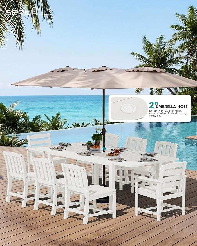 SERWALL 7-Piece Outdoor Dining Set, All Weather HDPE Outdoor Furniture Set - Image 4