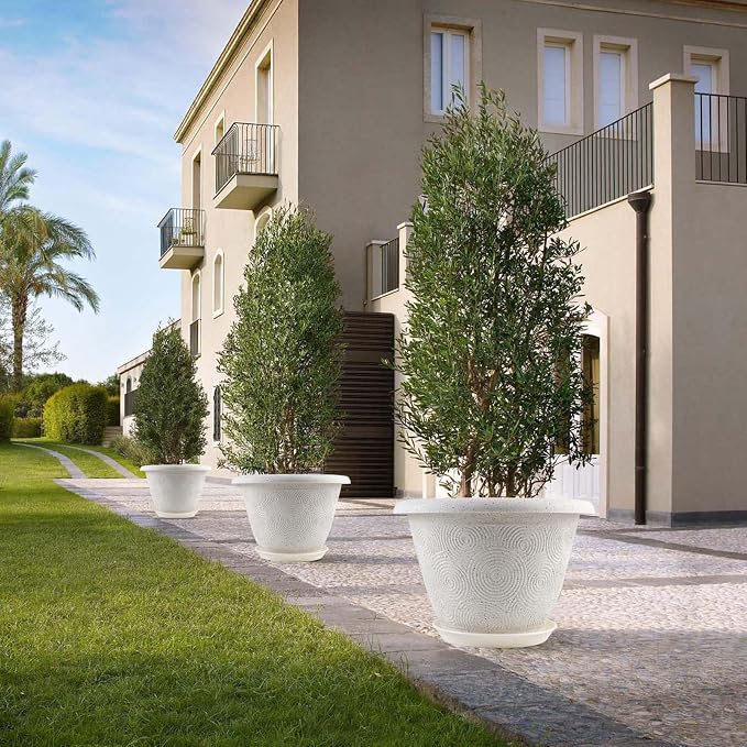 Plastic Flower Pots Planters for Indoor Plants, 4 Pack 16 Inch White Plant Pots - Image 7