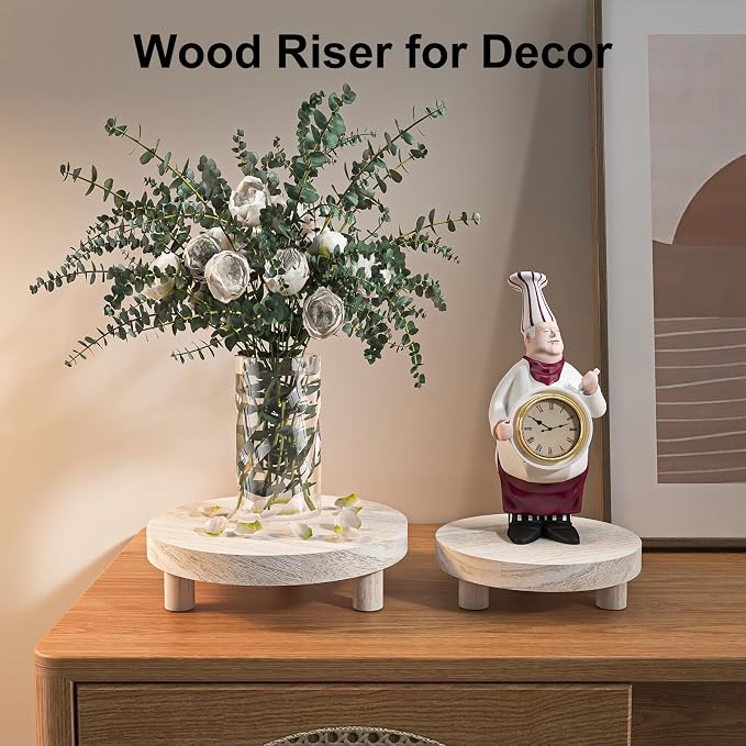 3 Pcs Wood Plant Stand Indoor Outdoor, Round Wood Riser - Image 2